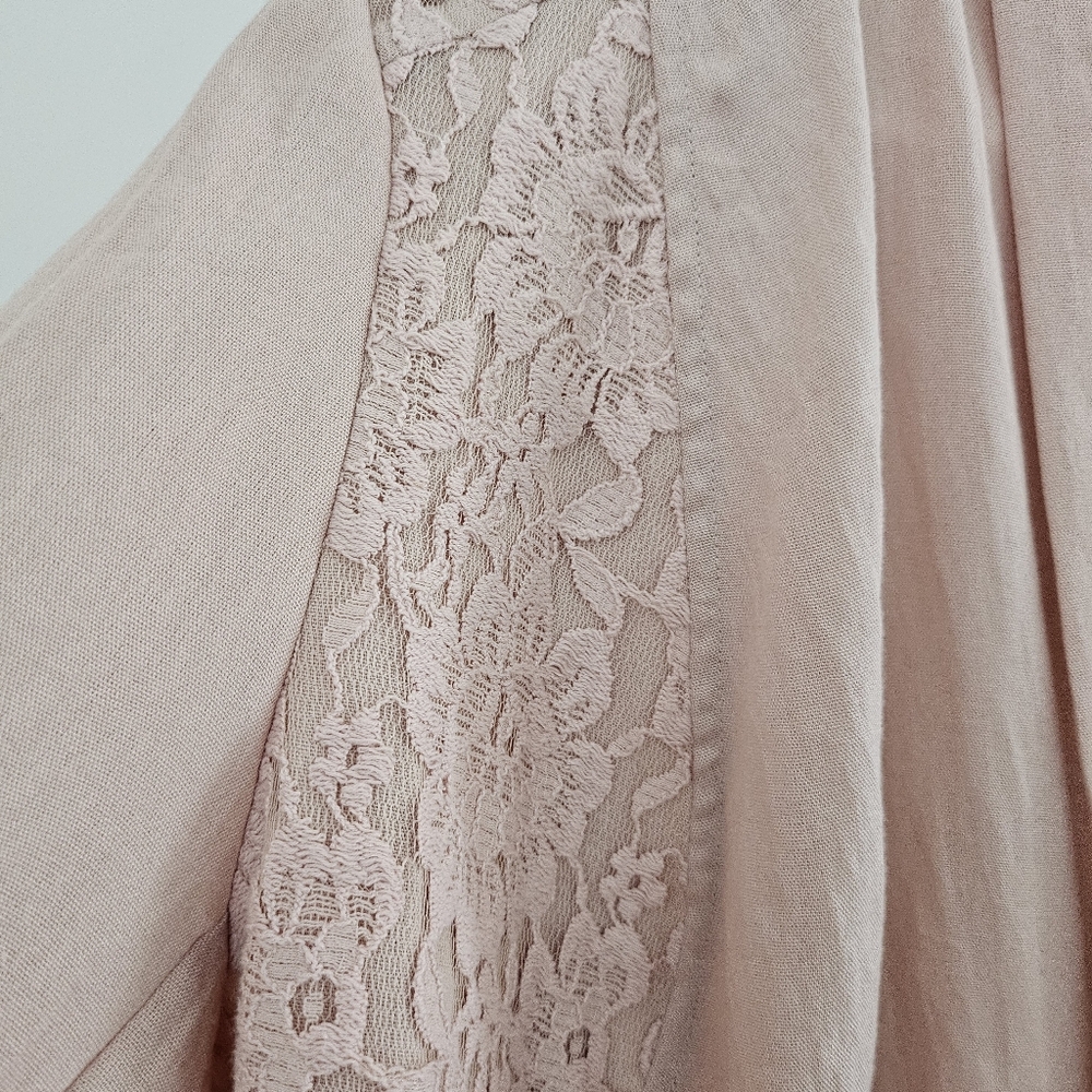 Blush Pink Open-Front Lace Detail Cardigan Blazer Womens Size L (Chicos Size 2) - Picture 5 of 9